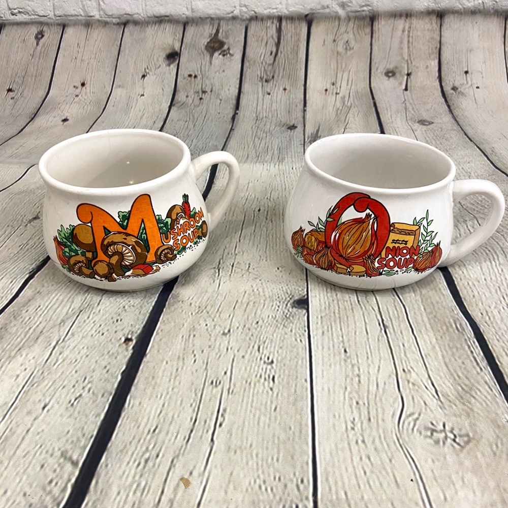 Vintage Mushroom & Onion Soup Mugs